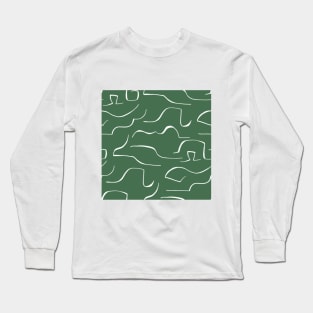 Dark green color wavey pattern Long Sleeve T-Shirt